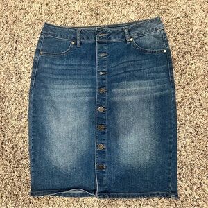 d. jeans Blue Button-Down Pencil Skirt Stretch Size 8